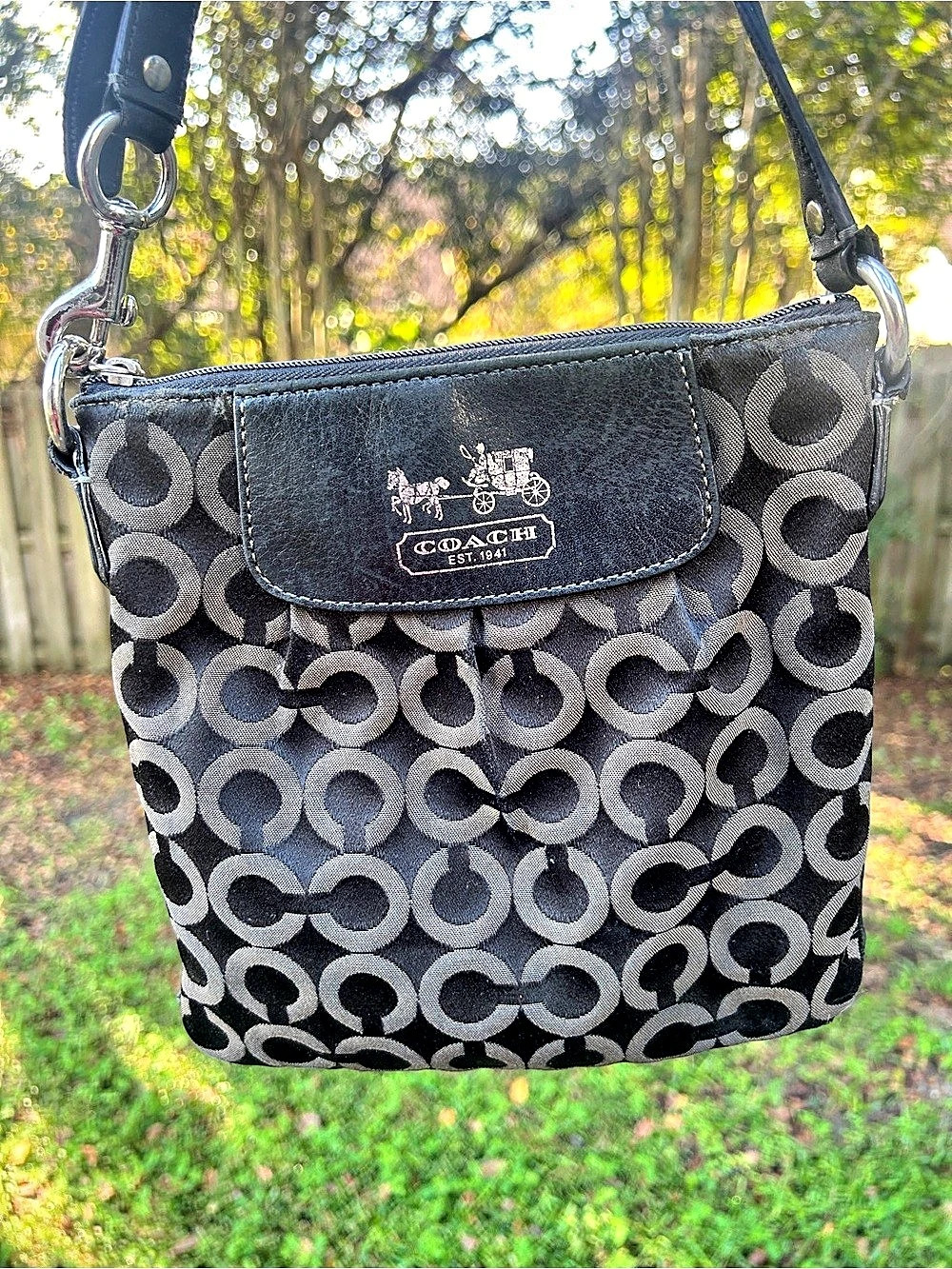 Coach Signature C Flap Crossbody Bag Black & Brown